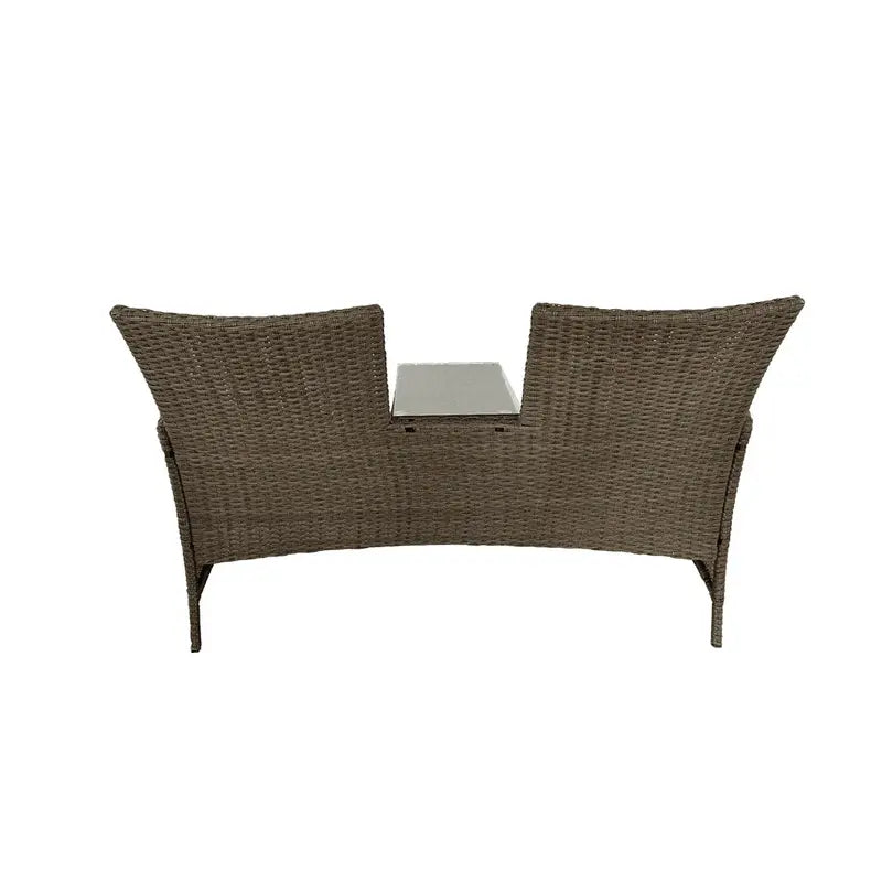 Woven Rattan Love Seat Bench with Weather-Resistant Cushions