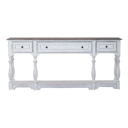 Magnolia Manor Hall Console Table  Antique White & Weathered Bark Finish, 72″ Long