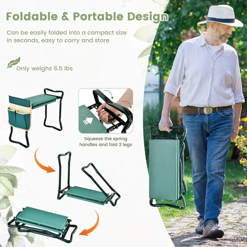 Heavy-Duty Folding Kneeler Bench  Gardening Pad with Cushioned Support