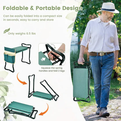 Heavy-Duty Folding Kneeler Bench  Gardening Pad with Cushioned Support