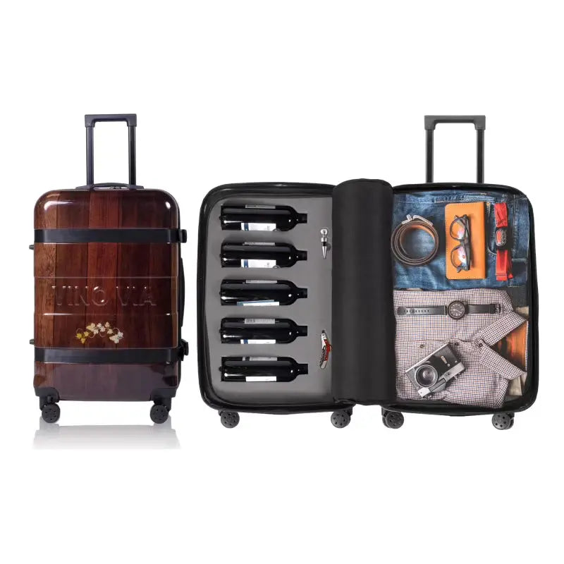 The Ten Wine Luggage  TSA-Approved, Anti-Theft Hard-Shell Spinner Suitcase for 10 Bottles