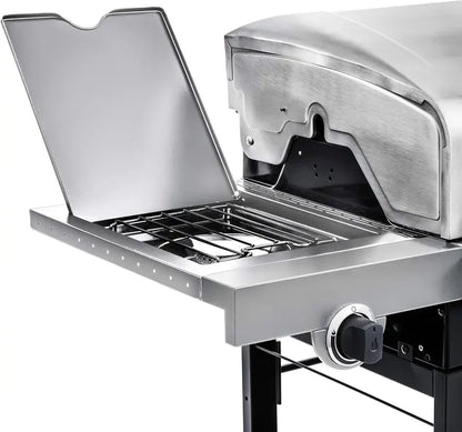 Premium Stainless Steel 4-Burner Gas Grill on Mobile Cart  Even Heat Distribution and Durable Outdoor Cooking Station