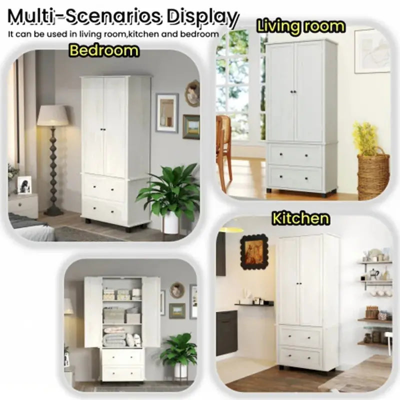 70-Inch Tall Kitchen Pantry Cabinet  Freestanding Storage Cabinet with Adjustable Shelving