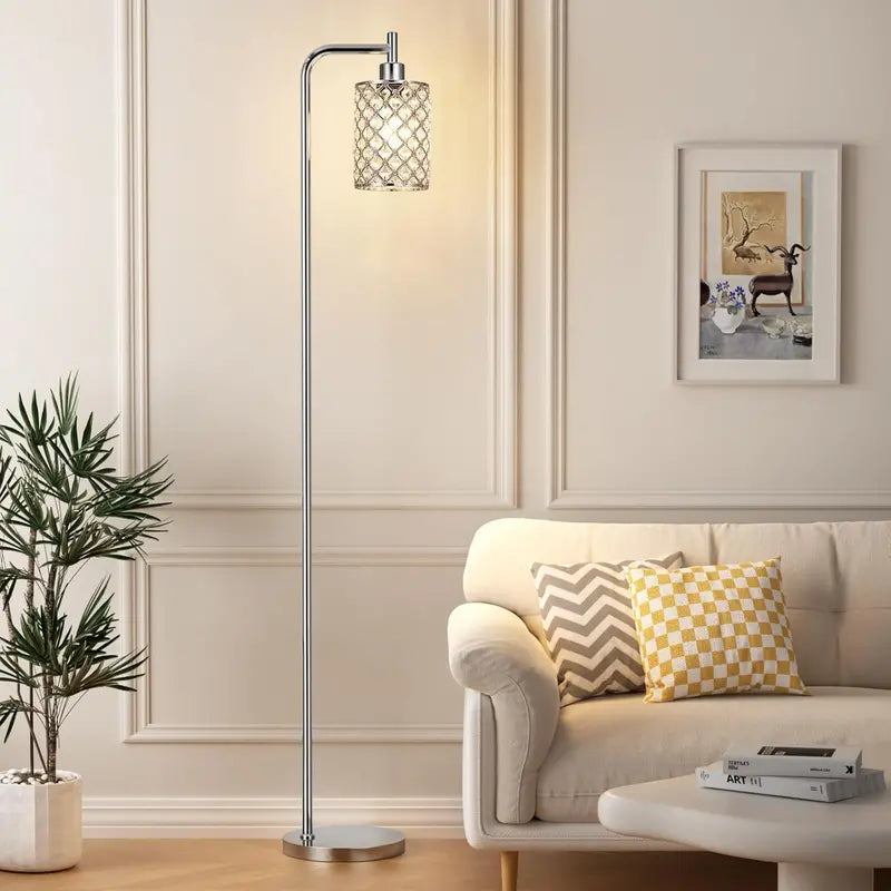 Minimalist Black Floor Lamp with Glass Shade & Integrated LED