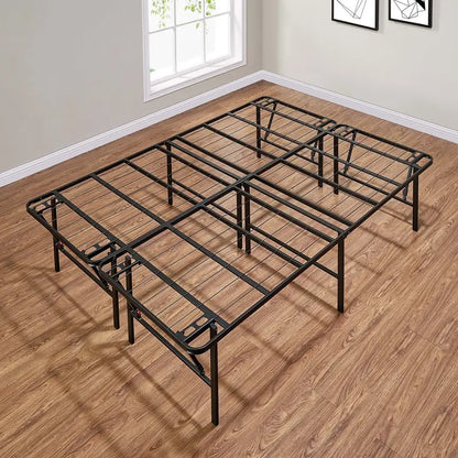Mainstays High-Profile Foldable Queen Platform Bed Frame  18-Inch Steel Base in Black