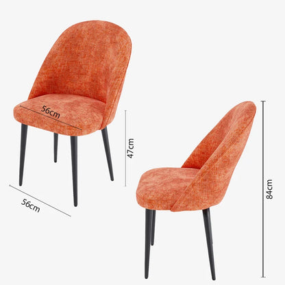 Lot de 2 chaises en velours & métal noir