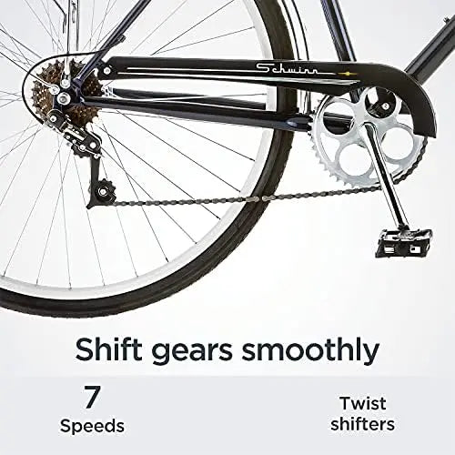 Schwinn Wayfarer Adult Hybrid Bike | 7-Speed, Step-Over/Step-Through, 700C Wheels, Rear Rack