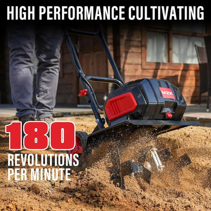 MZK 40V Cordless 12-Inch Garden Tiller — Dual 4.0Ah Battery-Powered Cultivator