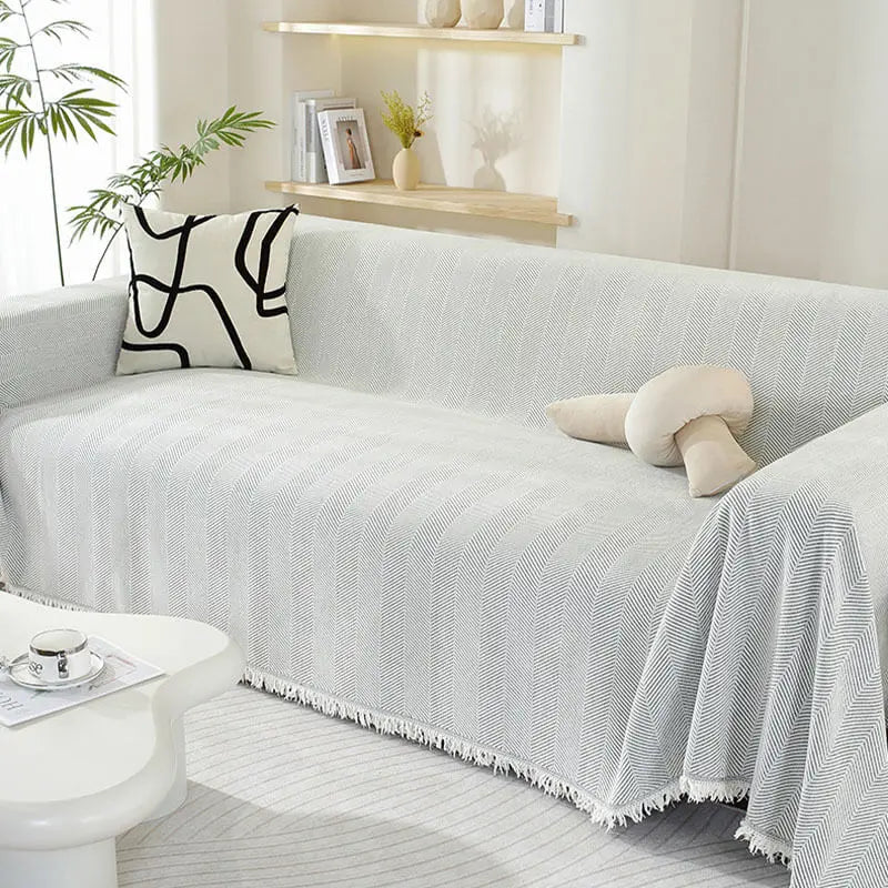 Decorative Sofa Throw Blanket  Patterned Design with Boho Tassel Trim