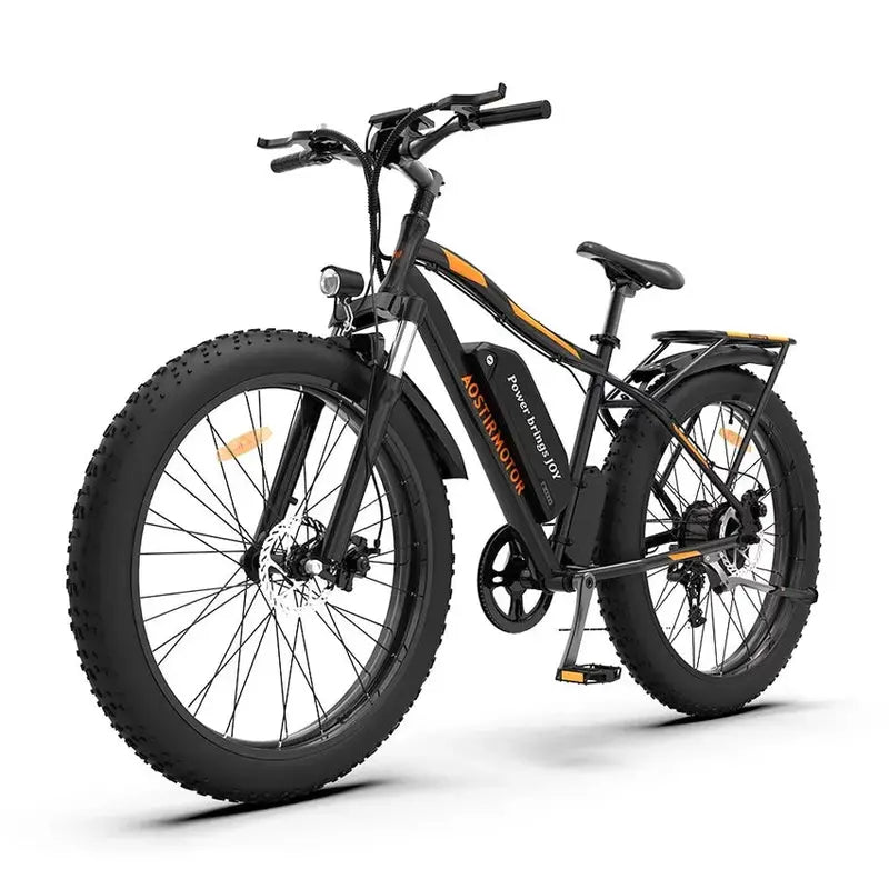 26-Inch Adult Fat-Tire Electric Mountain Bike  48V/13Ah/750W Motor, 7-Speed Drivetrain, Black S48 Frame