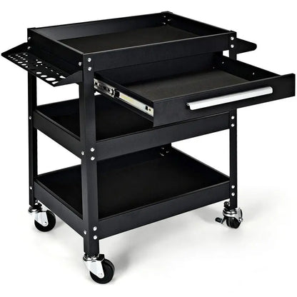 Heavy-Duty Rolling Tool Cart  330-LB Capacity 3-Tier Mobile Workshop Organizer
