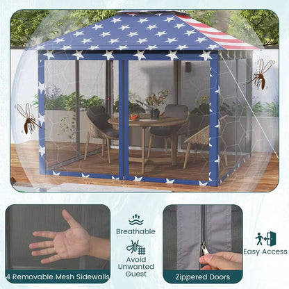 11′ x 11′ Pop-Up Gazebo with Mesh Sidewalls  Vented Canopy, Drainage Holes