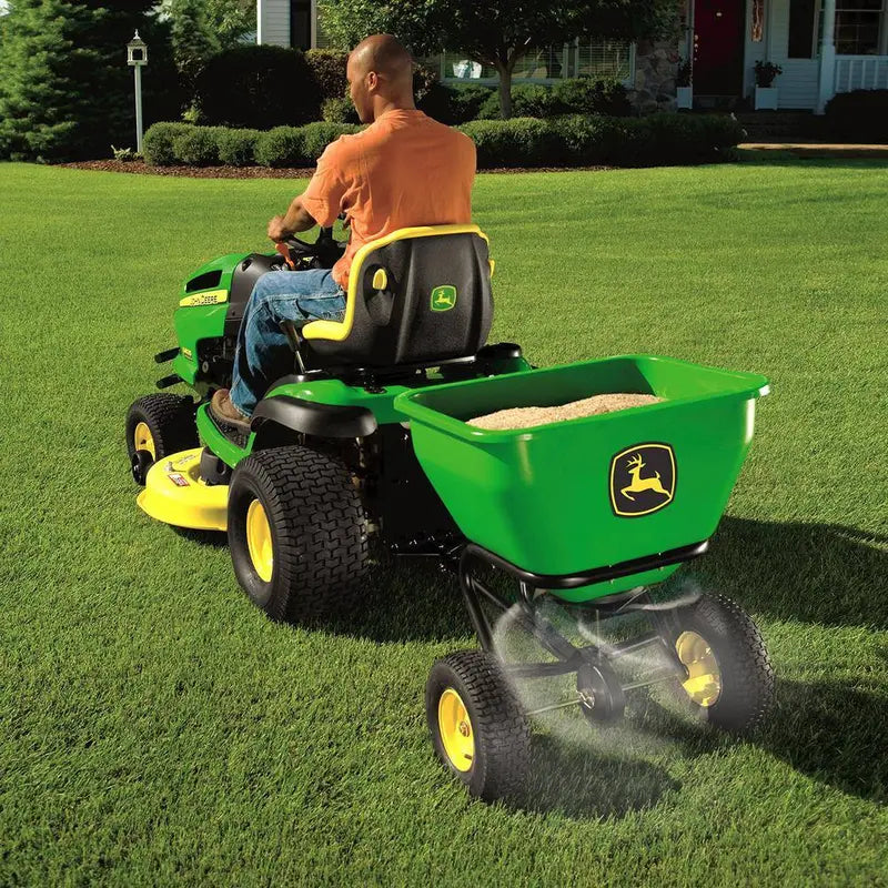 John Deere 175 lb Tow-Behind Broadcast Spreader  Heavy-Duty Design