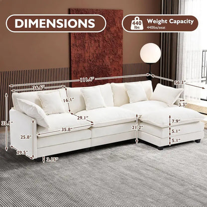 ihanherry 146-Inch Modern U-Shaped Modular Cloud Sofa  Customizable Layout