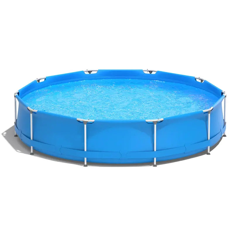 12-Foot Round Steel Frame Swimming Pool  Above-Ground Backyard Pool (30″ Depth)