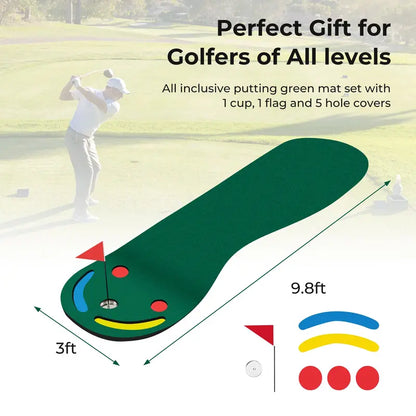 Portable Golf Practice Mat  9.8 FT x 3 FT Turf Surface with Realistic Feel