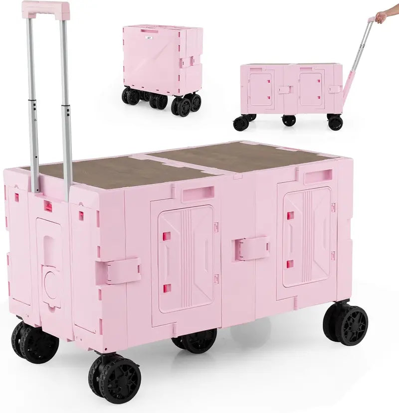 Collapsible Rolling Trolley Cart for Groceries, Camping, and Travel Use