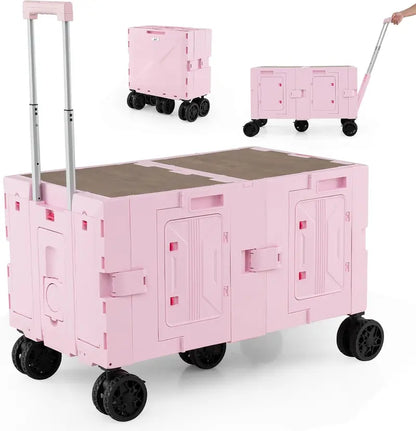 Collapsible Rolling Trolley Cart for Groceries, Camping, and Travel Use