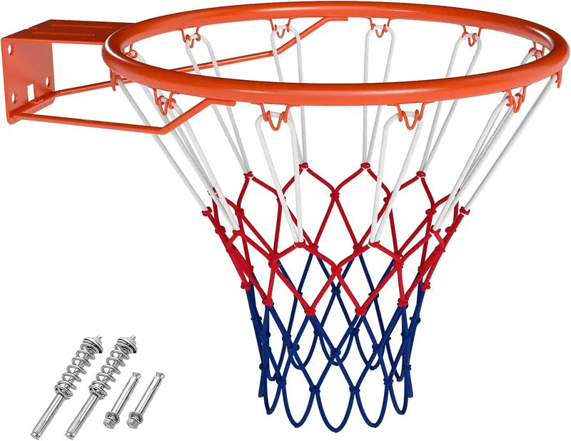 18-Inch All-Weather Replacement Basketball Rim with Dual-Spring Mechanism and Durable Net
