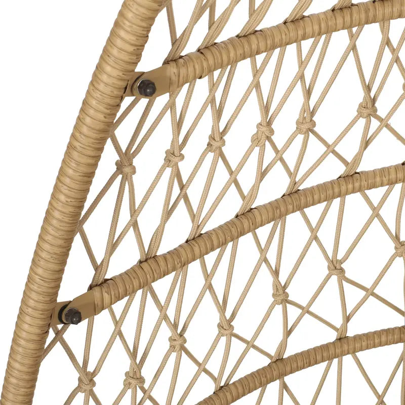 Coloma Foldable Hanging Chair with Wicker & Rope Design  Includes Freestanding Base