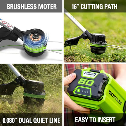 80V Cordless String Trimmer  16″ Cutting Width, Attachment-Ready Power Tool (Battery Sold Separately)