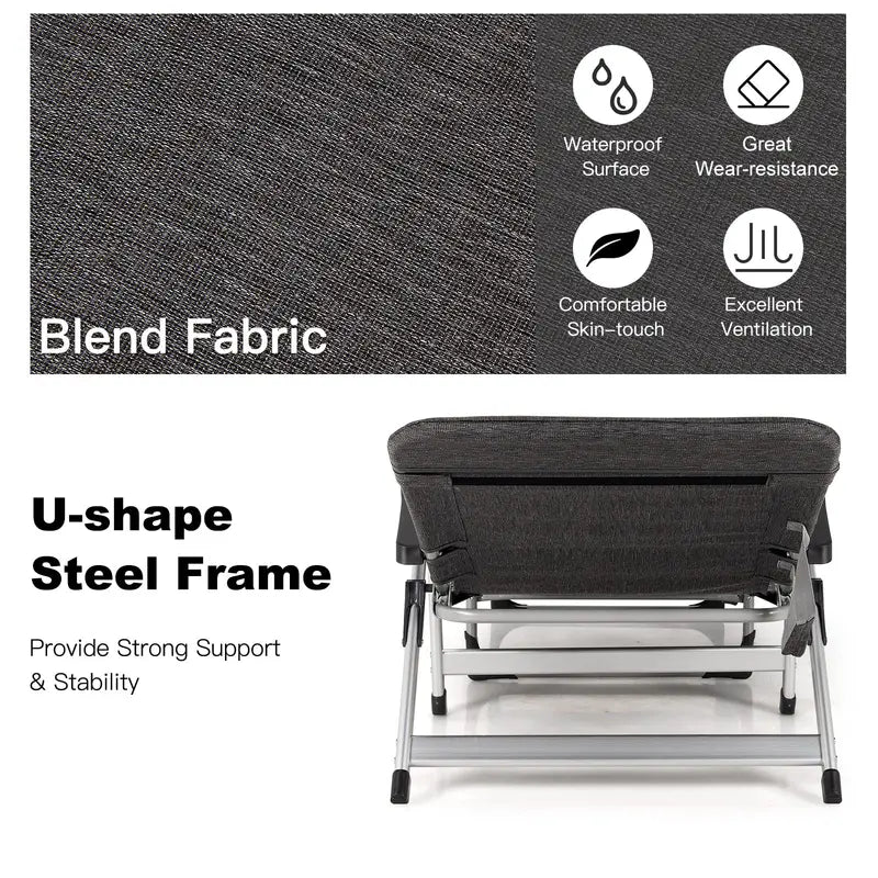 Adjustable Folding Chaise Lounge Chair for Outdoor Use  Includes Cup Holder and Removable Headrest