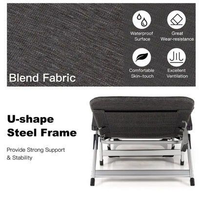 Adjustable Folding Chaise Lounge Chair for Outdoor Use  Includes Cup Holder and Removable Headrest