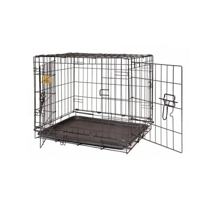 KennelMaster Double Door Folding Wire Dog Crate, Black, X-Small, 24