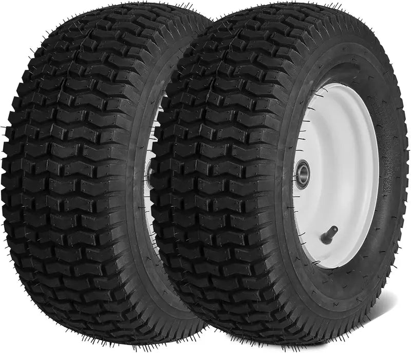 15×6-6″ Lawn Tractor Tires  2-Pack Turf Pneumatic Tire & Wheel Assemblies with Hub Adapters for Riding Mowers
