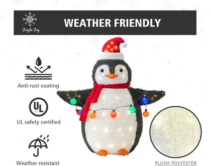 TECHSHARE 3-Piece LED Lighted Ceramic Penguin Set  Weather Resistant Christmas Outdoor Decor