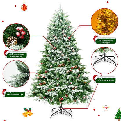6.5-Foot Snow-Flocked Artificial Christmas Tree  Full-Bodied Faux Pine with Frosted Finish