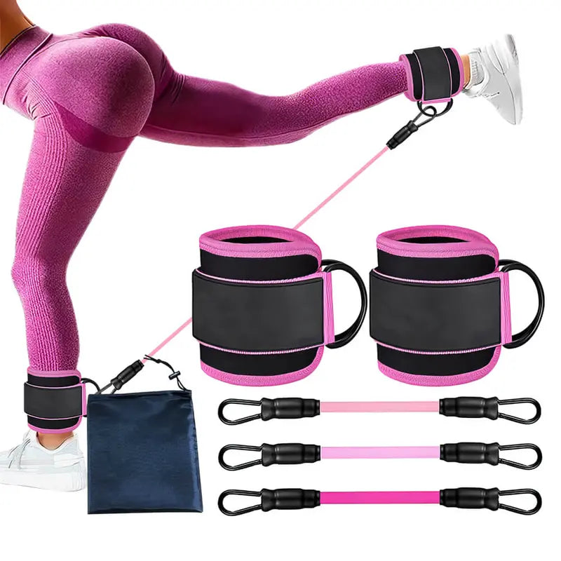 Ankle Resistance Band Set  Includes Cushioned Cuffs, Ideal for Booty & Lower-Body Workouts