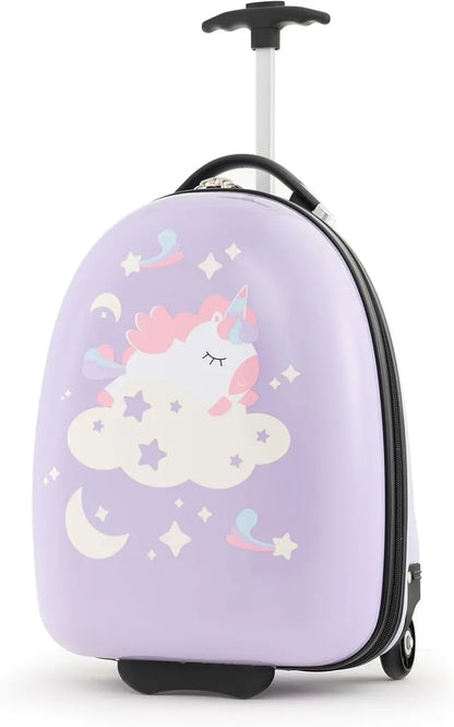 16-Inch Kids Carry-On Luggage with LED Light-Up Wheels & Waterproof Hard Shell