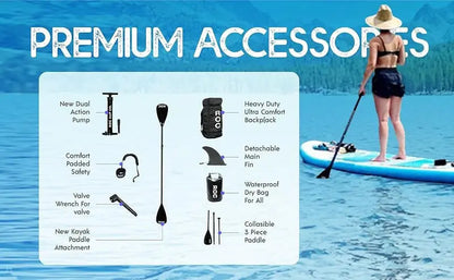 Roc 10’6″ Inflatable Stand-Up Paddle Board  Stable All-Around SUP for Beginners & Experts