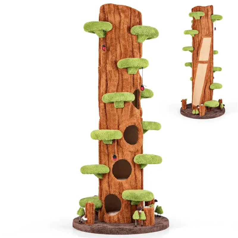90.5-Inch Modern Cat Tree Tower  Realistic Multi-Level Indoor Play Structure with 5 Condos, Sisal Scratching Posts & Elevated Perches