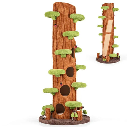 90.5-Inch Modern Cat Tree Tower  Realistic Multi-Level Indoor Play Structure with 5 Condos, Sisal Scratching Posts & Elevated Perches