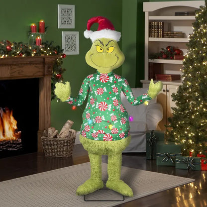 Life-Size Animated Grinch Decor  Dr. Seuss Holiday Figure in Festive Sweater, 5.8 Feet Tall