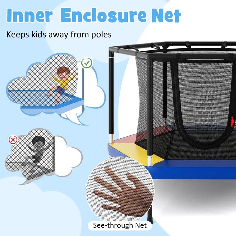 48-Inch Kids’ Recreational Trampoline with Enclosed Safety Net System