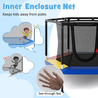 48-Inch Kids’ Recreational Trampoline with Enclosed Safety Net System