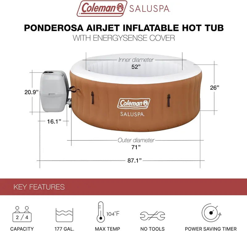 Coleman SaluSpa Miami Inflatable Hot Tub  24 Person, 120 AirJets, Insulated Cover, Portable Outdoor Spa