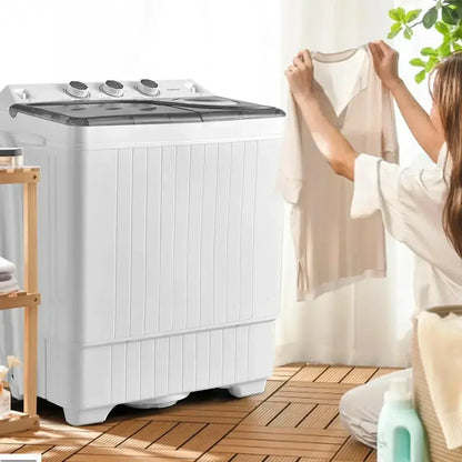 COSTWAY Dual-Tub Washing Machine  26 LB Total Capacity (18 LB Wash + 8 LB Spin) with Drain Pump