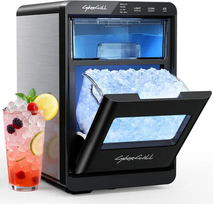 CyberChill Nugget Ice Maker  44 lbs/Day Sonic Pebble Ice Machine with Self-Cleaning & See-Through Tank