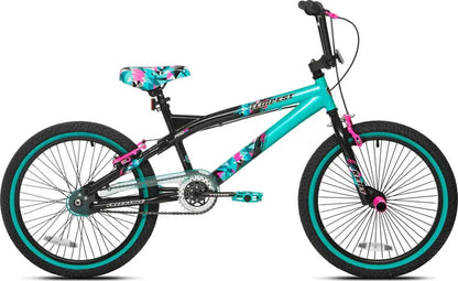 Kent Bicycles 20″ Girl‘s Tempest Bike, Black/Aqua, Single Speed, Steel Frame, Hand Brakes