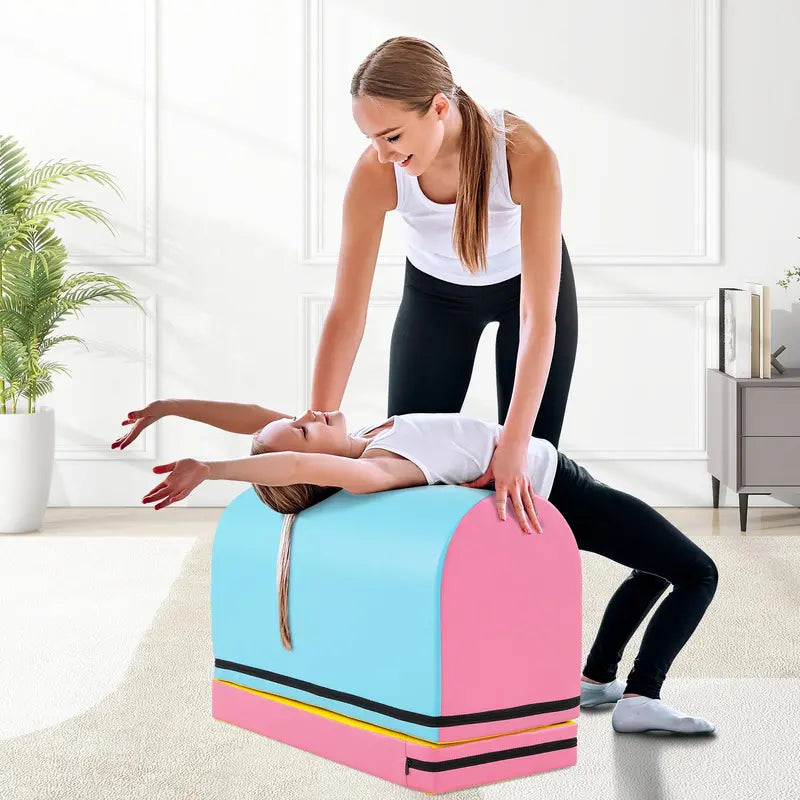 Mailbox-Style Tumbling Mat  Gymnastics Vaulting Box with Detachable Foam Mat & Carry Handle