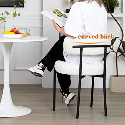 DYHOME Mid-Century Modern Dining Chairs  Set of 4 White Upholstered Kitchen or Dining Room Seats