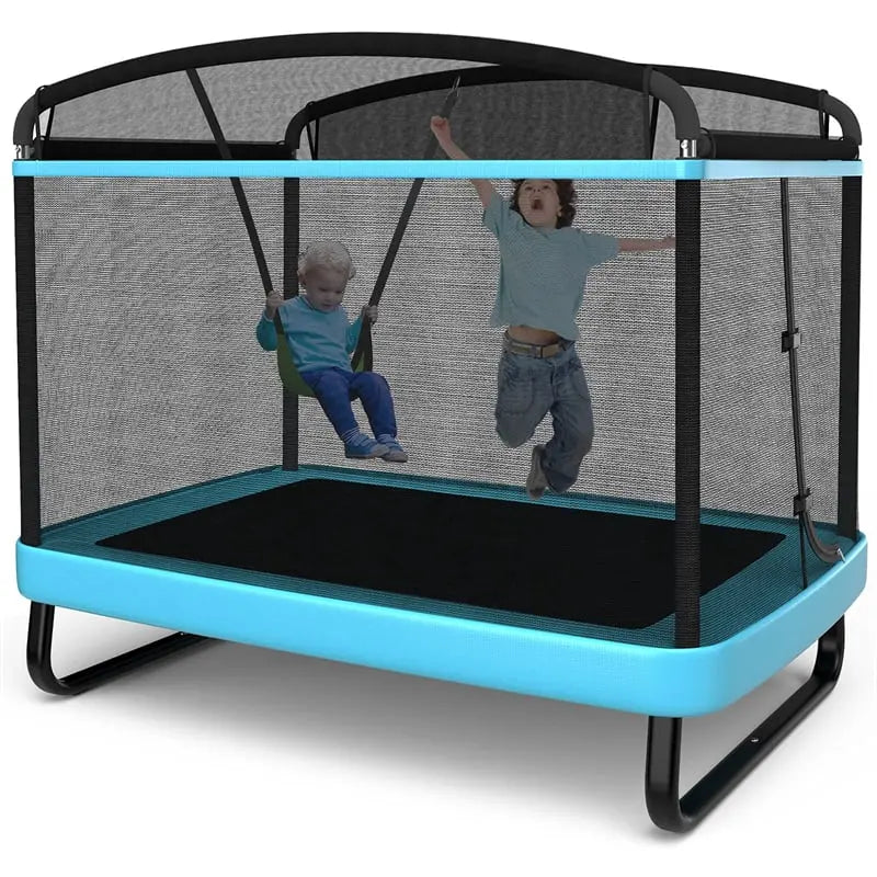6-Foot Rectangular Kids Trampoline  ASTM-Certified Indoor/Outdoor Bouncer with Enclosure and Swing (220 lb Max)