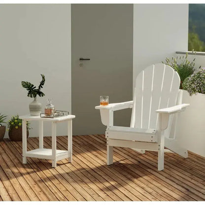 All-Terrain Folding Adirondack Patio Chair with Integrated Cup Holder  Outdoor Leisure Seat