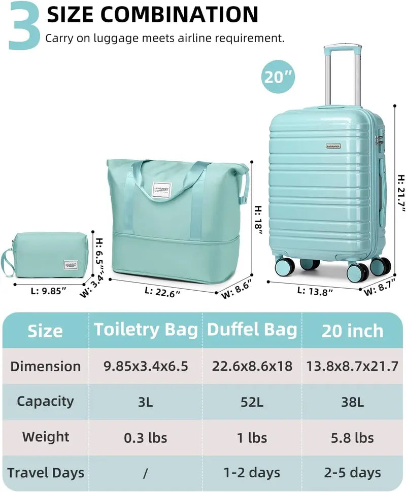 6-Piece Expandable Rolling Luggage Set  Lightweight Hardshell Suitcases with Smooth-Spinning Wheels & Modular Packing Options