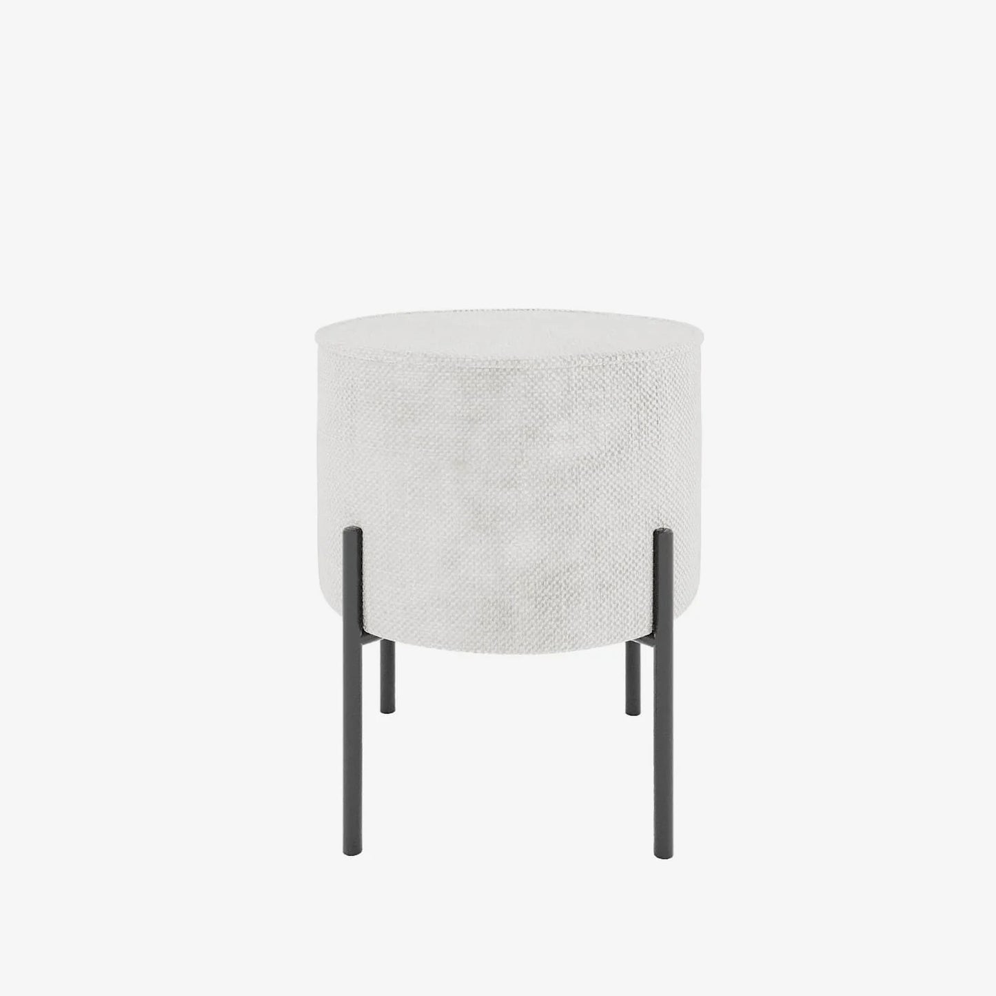 Abel   Pouf rond en tissu chenille blanc pieds en m tal