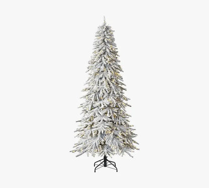 Balsam Hill Flocked Snow Pine Christmas Tree  Pre-Lit Hinged PVC/PVE Artificial Tree, 6 ft or 7.5 ft
